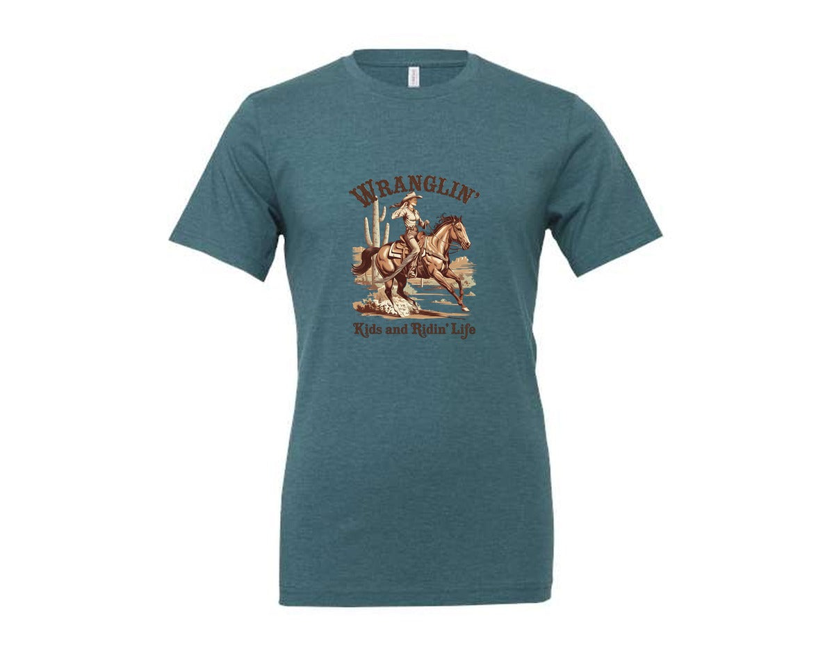 brand:Generic|color:Heather Deep Teal|Western Mothers Day Mom 2 Graphic T-Shirt