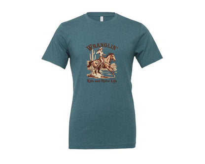 brand:Generic|color:Heather Deep Teal|Western Mothers Day Mom 2 Graphic T-Shirt