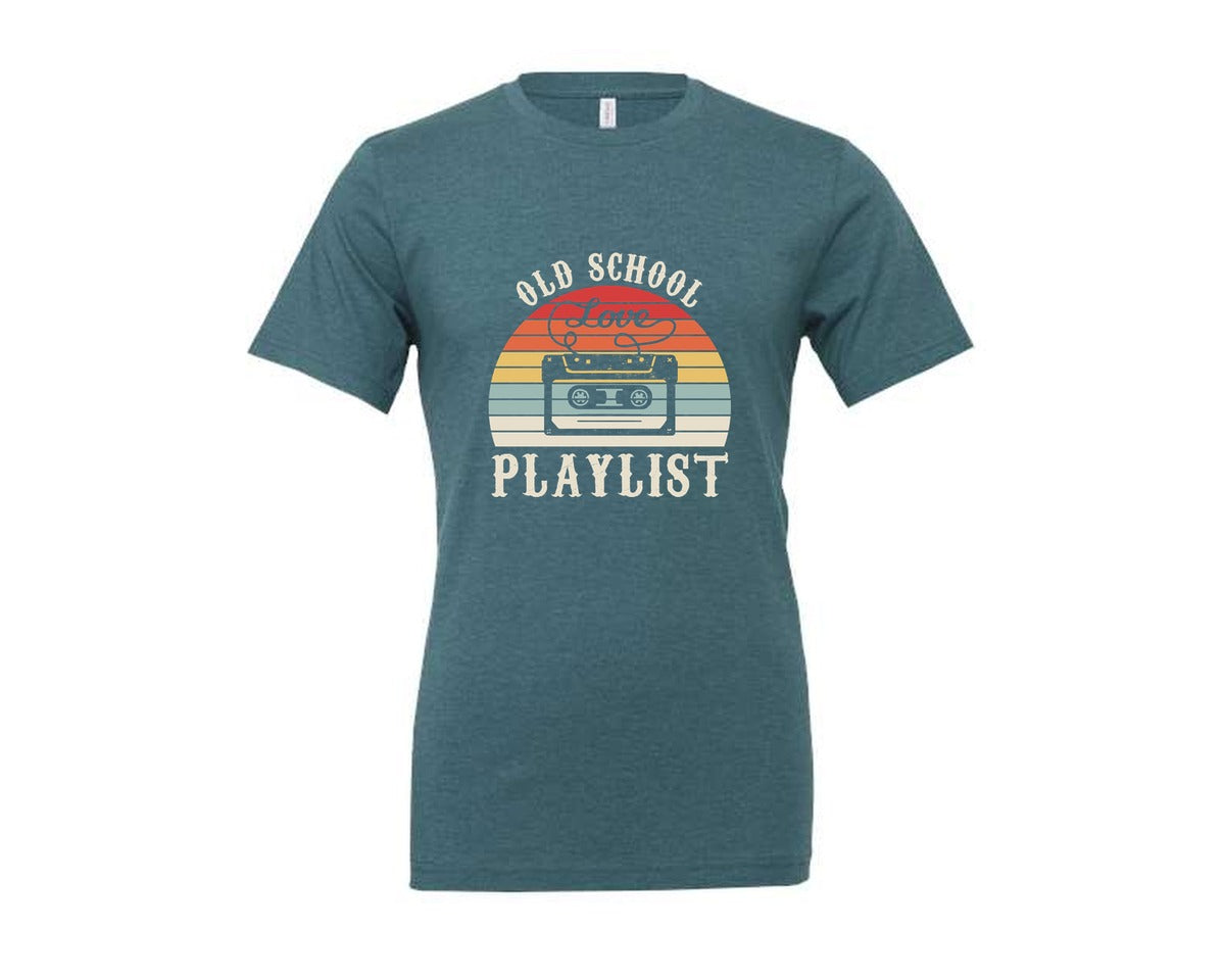 brand:Generic|color:Heather Deep Teal|Old School Playlist 70S 80S 90S T Shirts Graphic T-Shirt