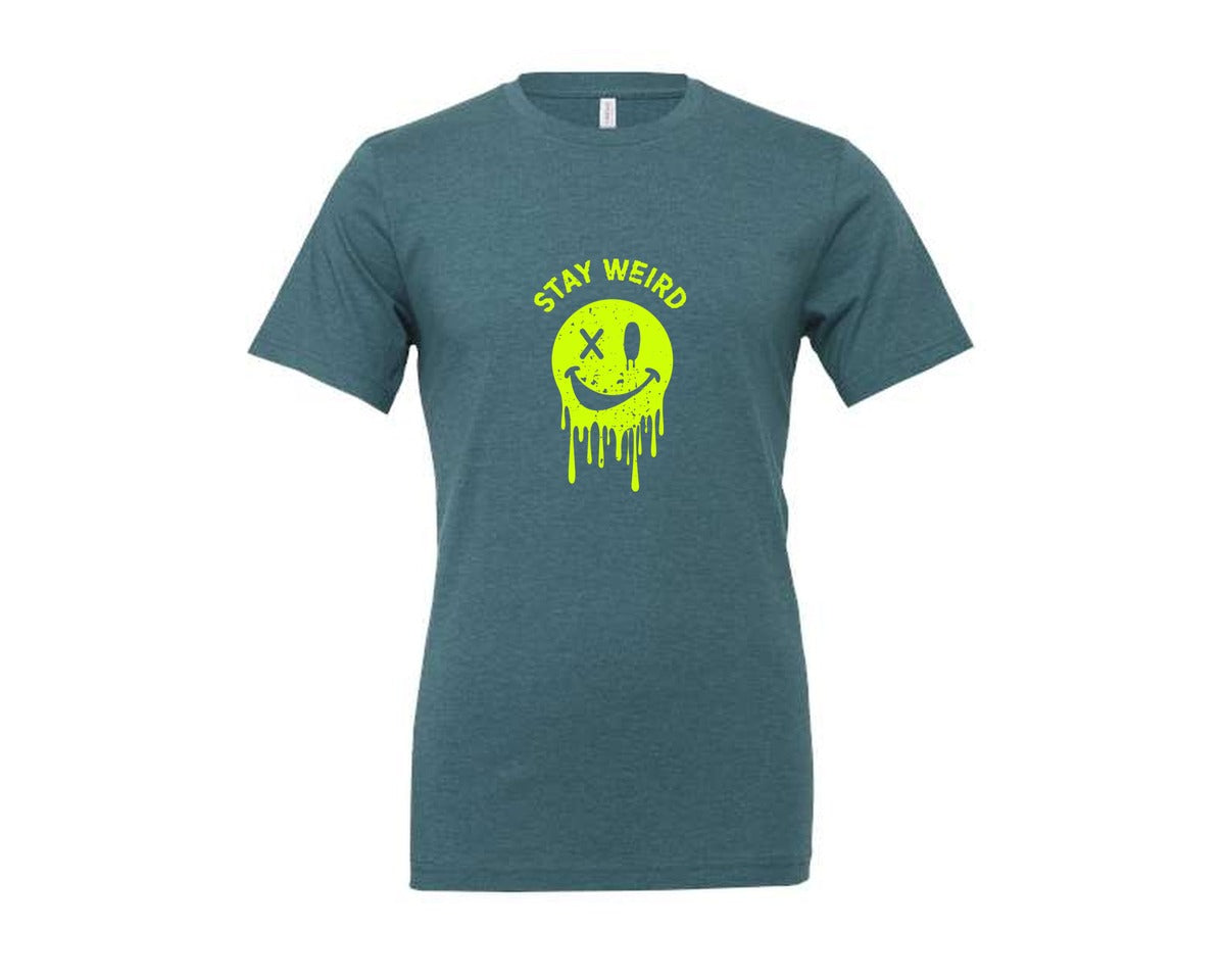 brand:Generic|color:Heather Deep Teal|Stay Weird Be Yourself Rebellious Spirit Graphic T-Shirt