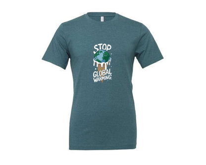 brand:Generic|color:Heather Deep Teal|Stop Global Warming Funny Cute Teacher Graphic T-Shirt