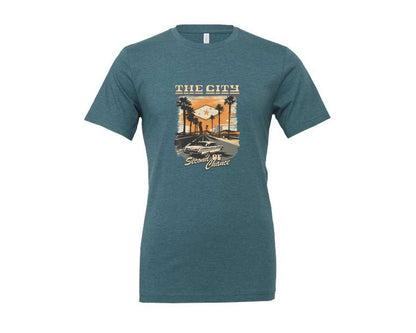 brand:Generic|color:Heather Deep Teal|The City Of Second Chances Tshirt Design Graphic T-Shirt