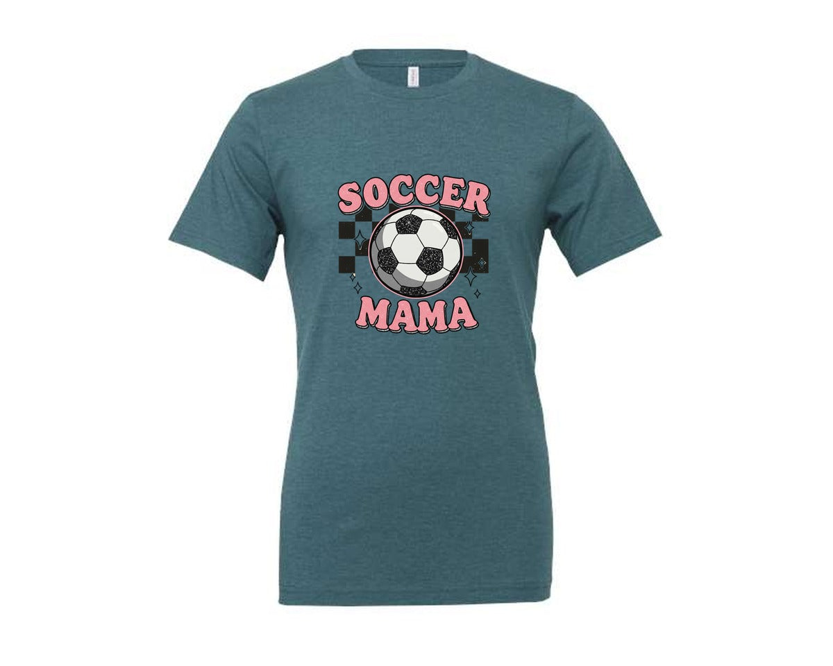 brand:Generic|color:Heather Deep Teal|Soccer Mama Soccer Mom Graphic T-Shirt