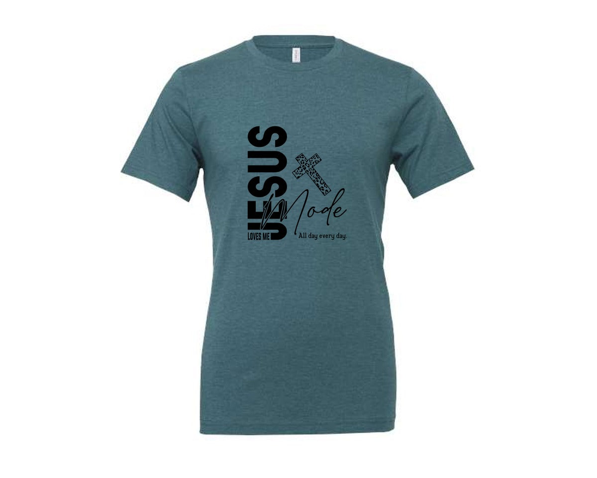 brand:Generic|color:Heather Deep Teal|Jesus Loves Me Love Like Jesus Graphic T-Shirt