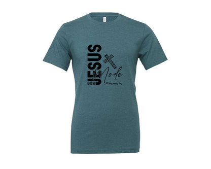 brand:Generic|color:Heather Deep Teal|Jesus Loves Me Love Like Jesus Graphic T-Shirt