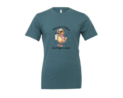 brand:Generic|color:Heather Deep Teal|Silence Is Golden Sarcastic Funny Graphic T-Shirt