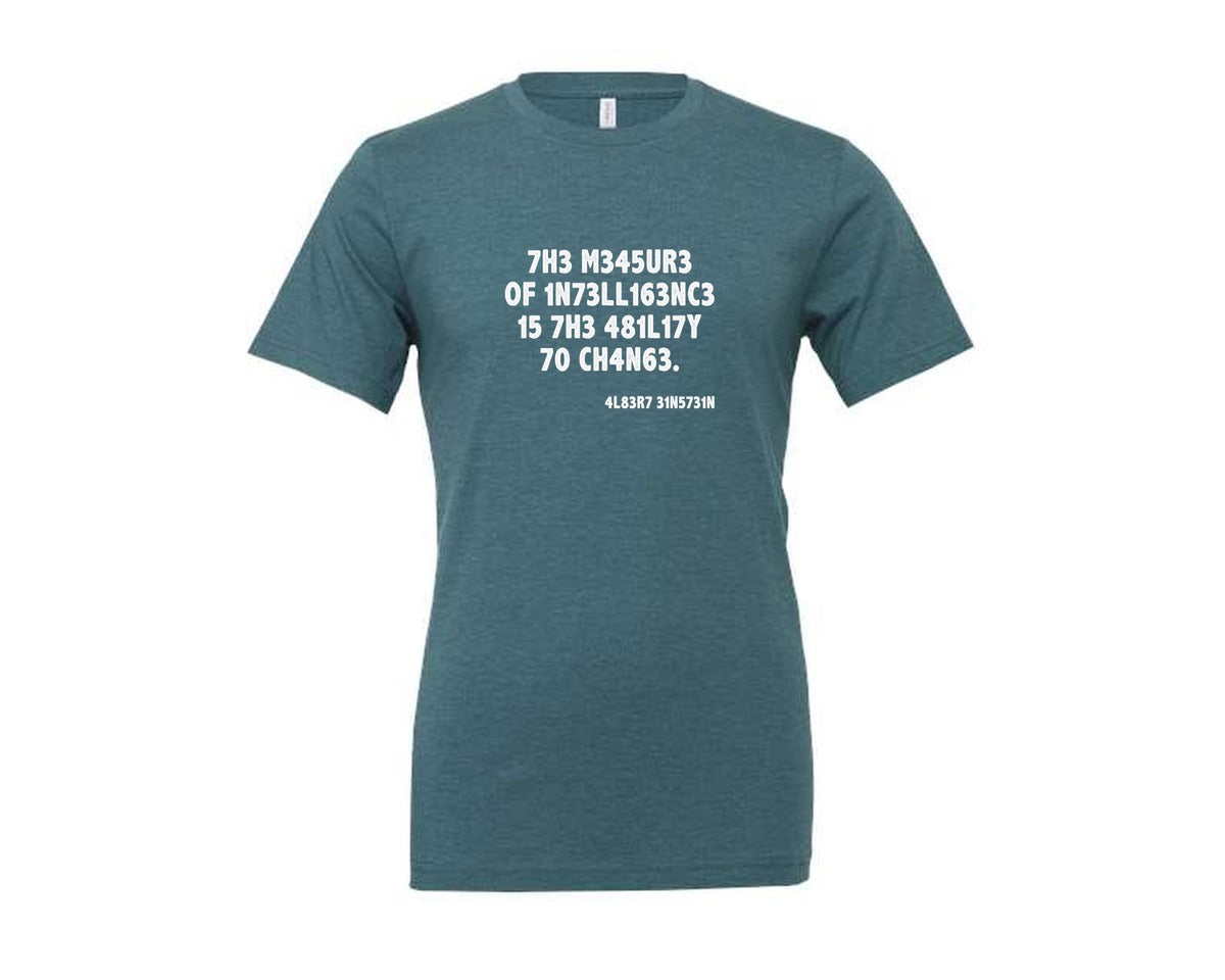 brand:Generic|color:Heather Deep Teal|Einstein The Measure Of Intelligence Graphic T-Shirt