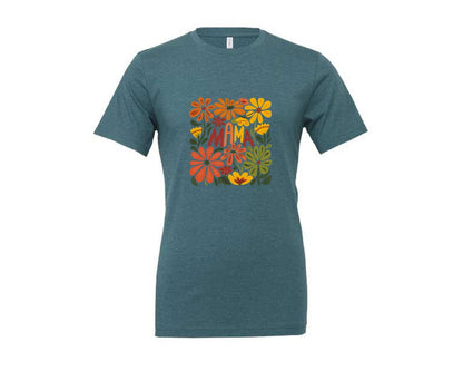 brand:Generic|color:Heather Deep Teal|Retro Floral Mama Boho Mothers Day 3 Graphic T-Shirt