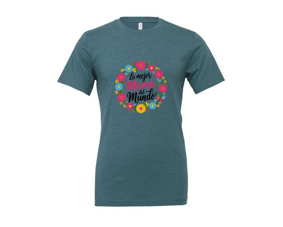 brand:Generic|color:Heather Deep Teal|Spanish Mothers Day 6 Graphic T-Shirt