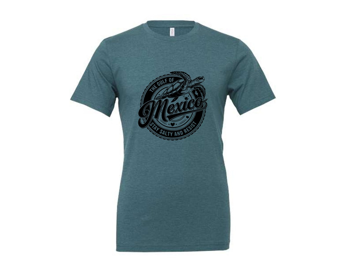 brand:Generic|color:Heather Deep Teal|Gulf Of Mexico Turtle Beach Graphic T-Shirt
