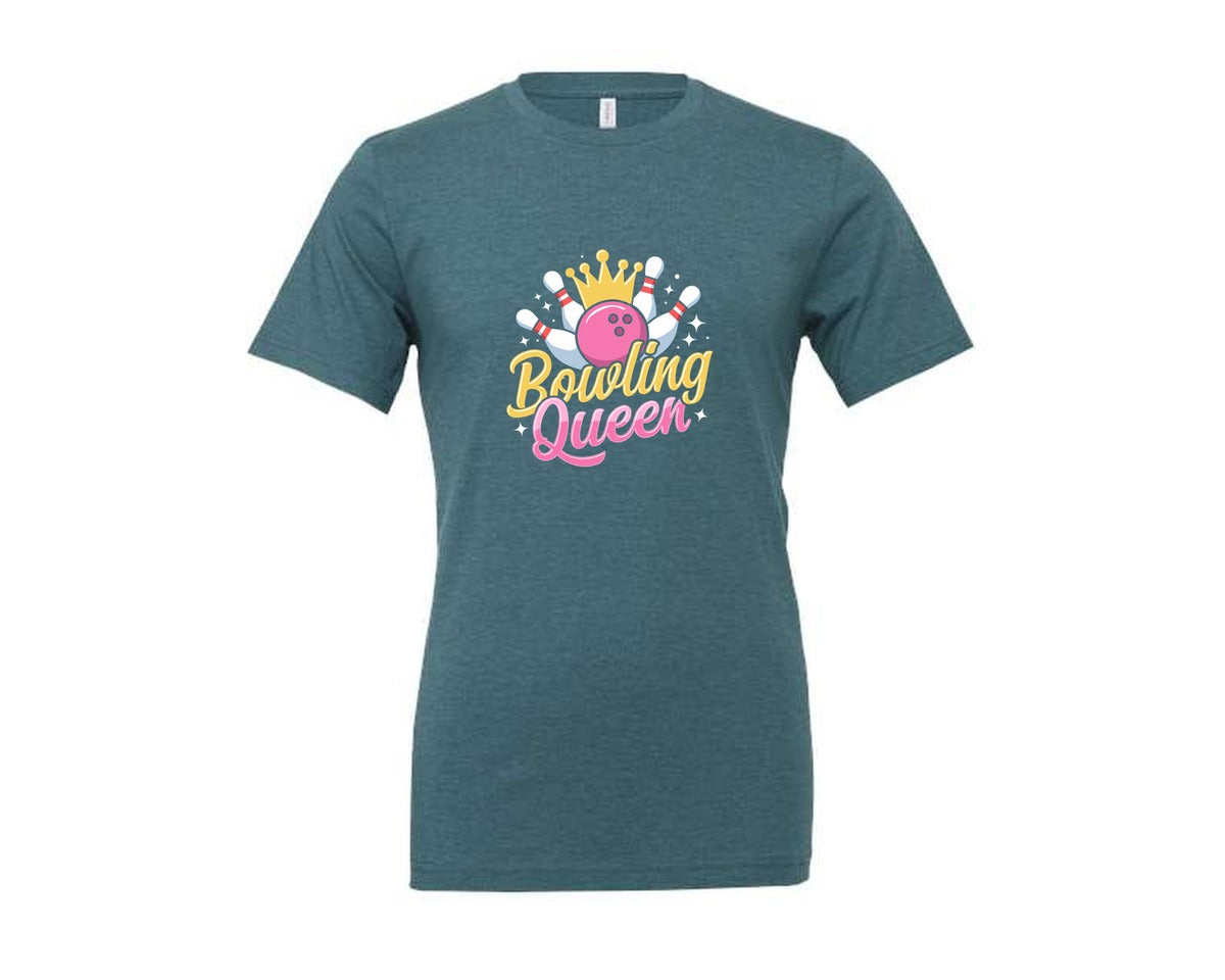 brand:Generic|color:Heather Deep Teal|Bowling Graphic Graphic T-Shirt