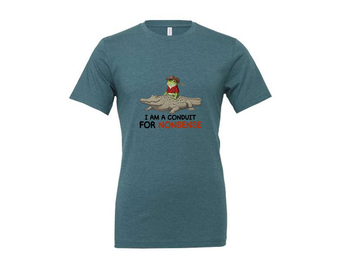 brand:Generic|color:Heather Deep Teal|I Am A Conduit For Nonsense Frog And All Graphic T-Shirt