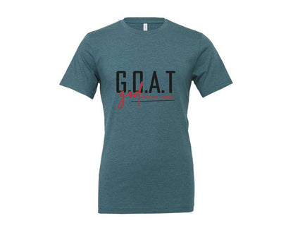 brand:Generic|color:Heather Deep Teal|God Over All Things Shirt Design Graphic T-Shirt