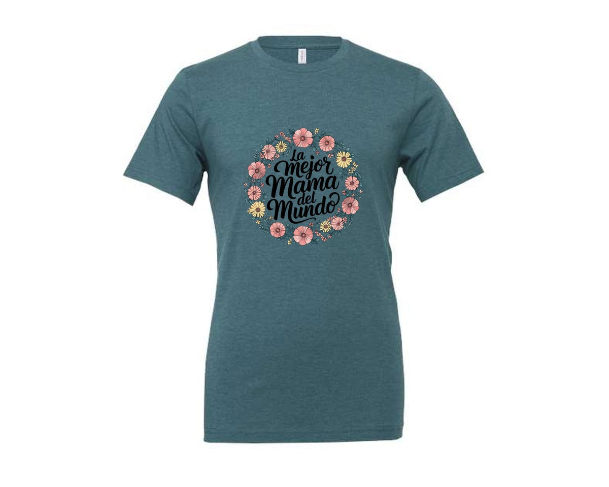 brand:Generic|color:Heather Deep Teal|Spanish Mothers Day 5 Graphic T-Shirt