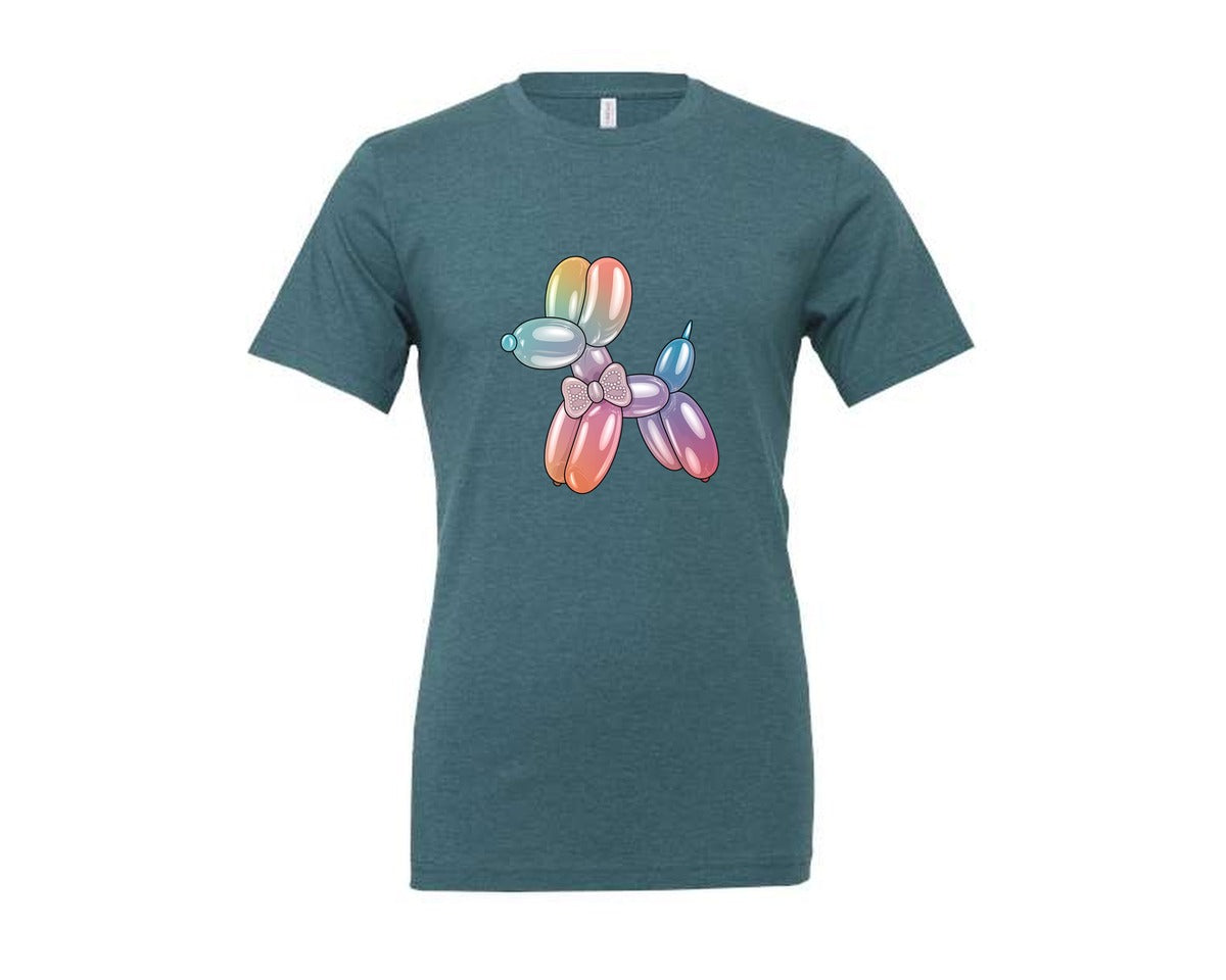 brand:Generic|color:Heather Deep Teal|Glam Balloon Dog 4 Graphic T-Shirt