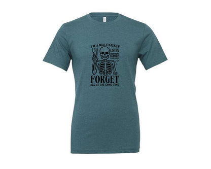 brand:Generic|color:Heather Deep Teal|Im A Multitasker Office Humor Graphic T-Shirt
