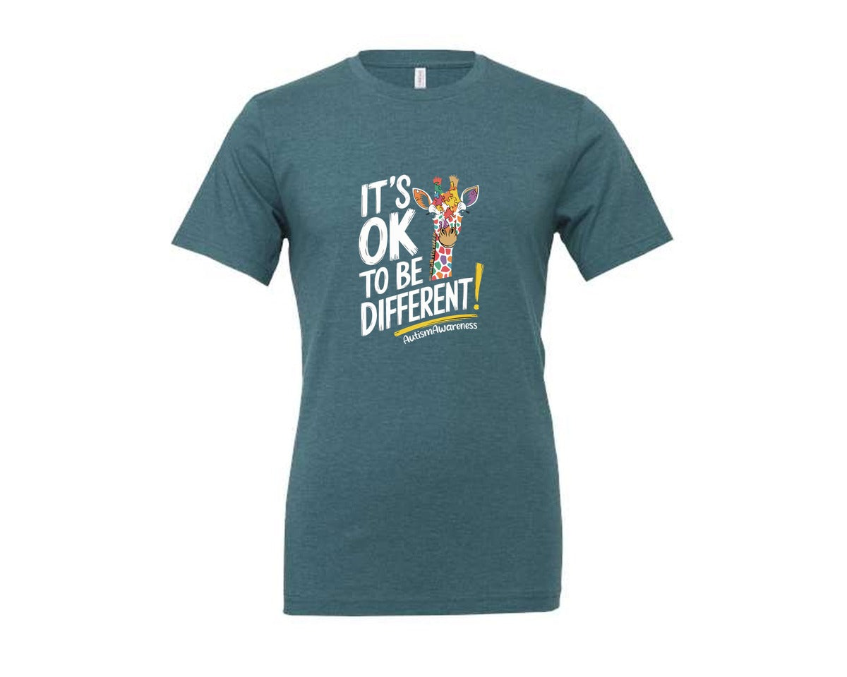brand:Generic|color:Heather Deep Teal|Its Ok To Be Different Autism Awareness 17 Graphic T-Shirt
