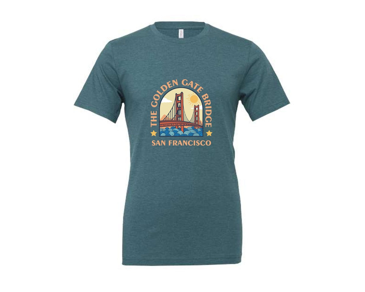 brand:Generic|color:Heather Deep Teal|The Golden Gate Bridge Graphic T-Shirt
