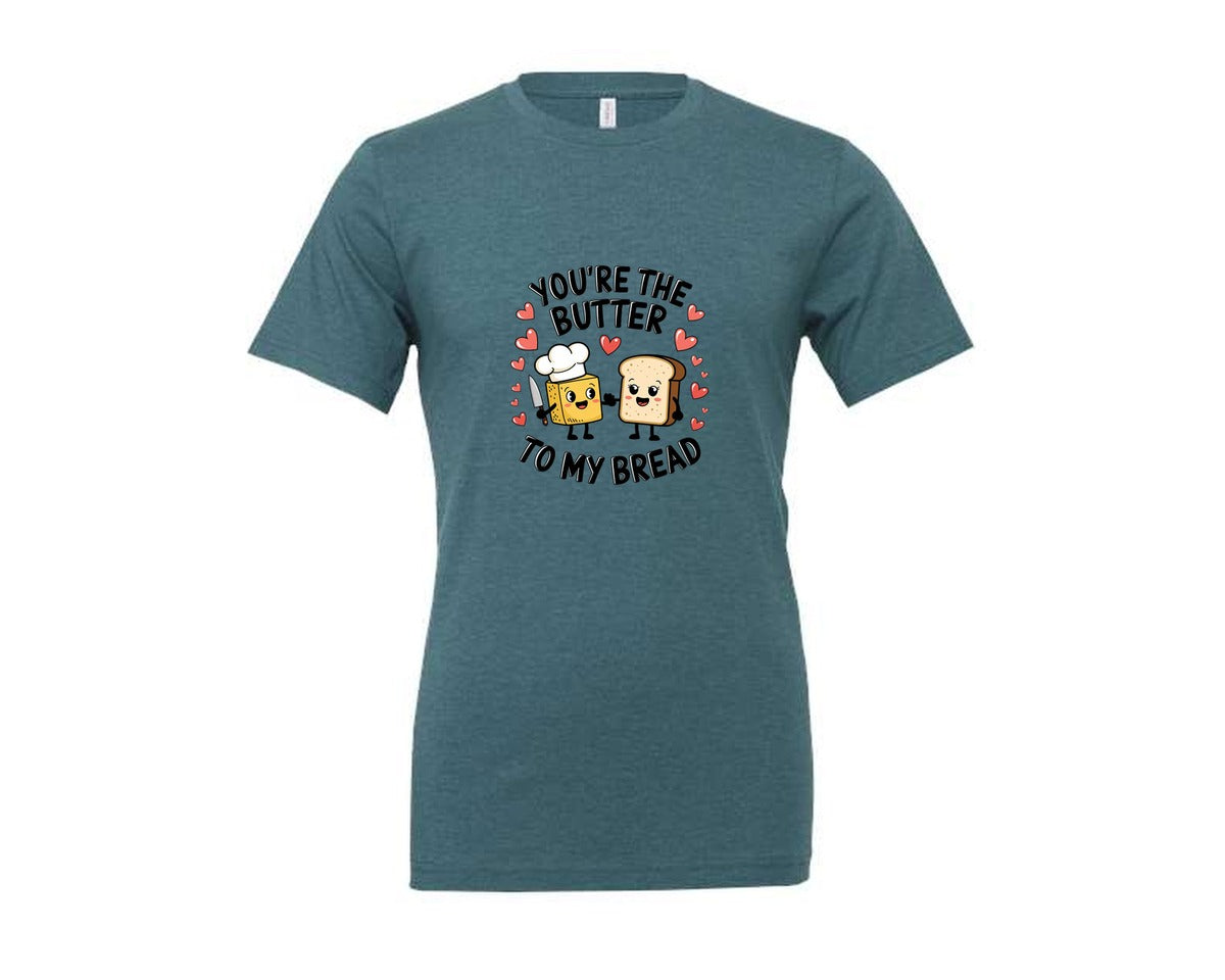 brand:Generic|color:Heather Deep Teal|Butter To My Bread 5 Graphic T-Shirt
