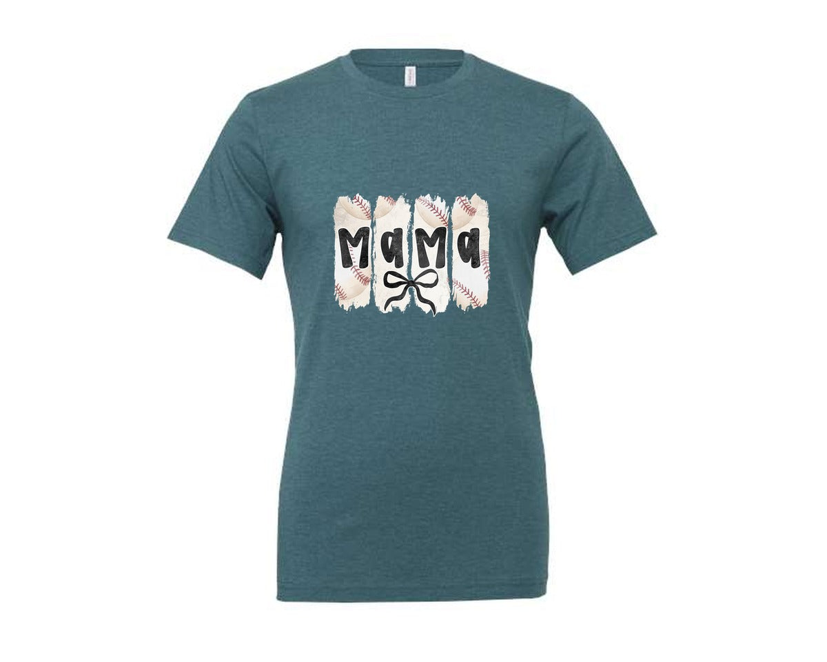 brand:Generic|color:Heather Deep Teal|Coquette Baseball Mama 2 Graphic T-Shirt