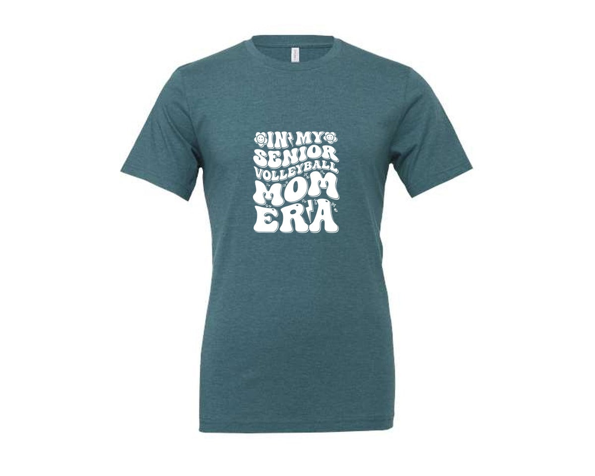 brand:Generic|color:Heather Deep Teal|In My Senior Volleyball Mom Era 2 Graphic T-Shirt