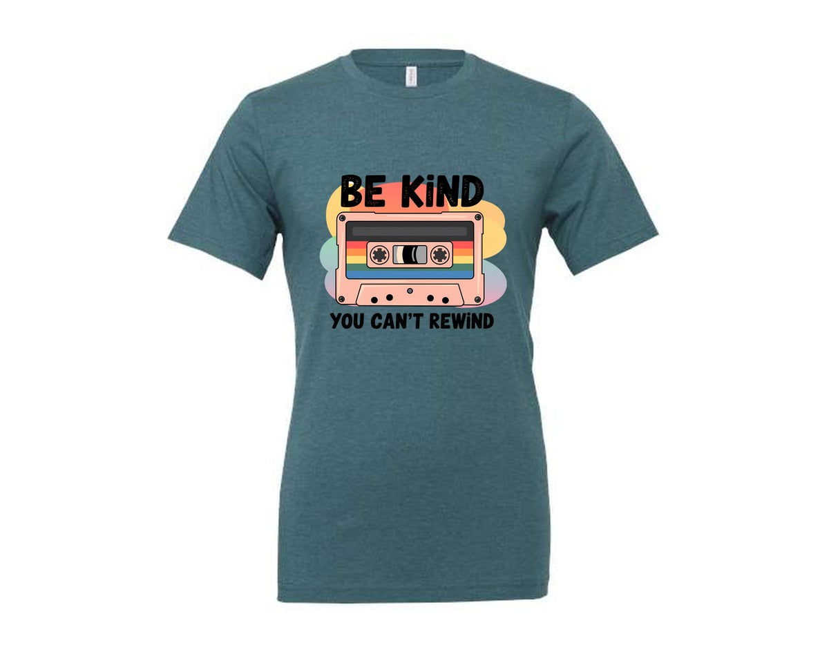 brand:Generic|color:Heather Deep Teal|Be Kind Retro Cassette Tape 2 Graphic T-Shirt