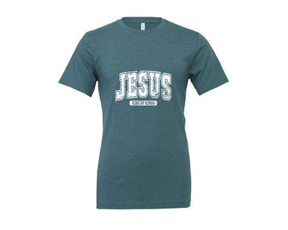 brand:Generic|color:Heather Deep Teal|Jesus King Of Kings Christian S Graphic T-Shirt