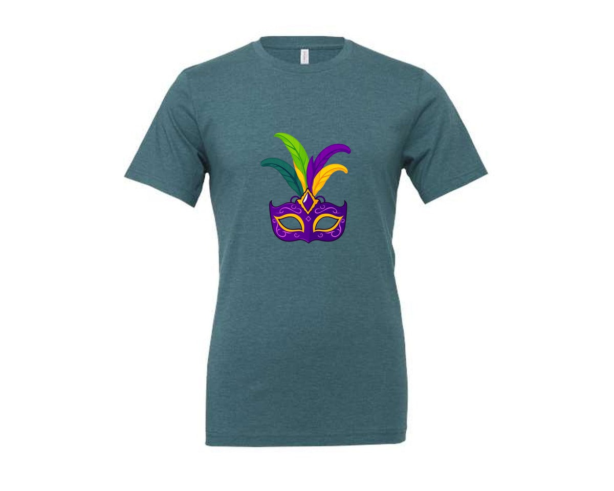 brand:Generic|color:Heather Deep Teal|Mardi Gras Mask T Shirt Design 4 Graphic T-Shirt
