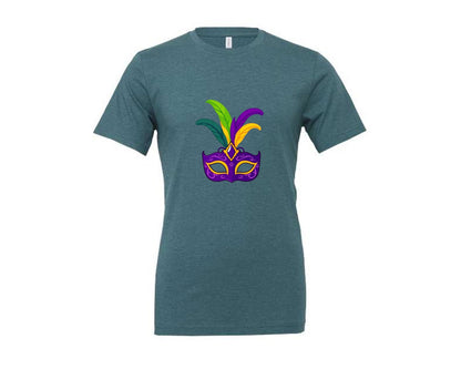 brand:Generic|color:Heather Deep Teal|Mardi Gras Mask T Shirt Design 4 Graphic T-Shirt
