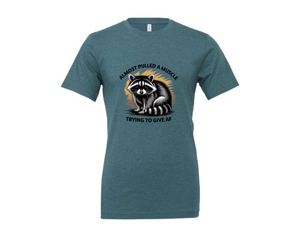 brand:Generic|color:Heather Deep Teal|Funny Raccoon Sarcastic Quote Graphic T-Shirt