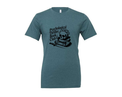 brand:Generic|color:Heather Deep Teal|Psychological Thriller Book Club T S Graphic T-Shirt