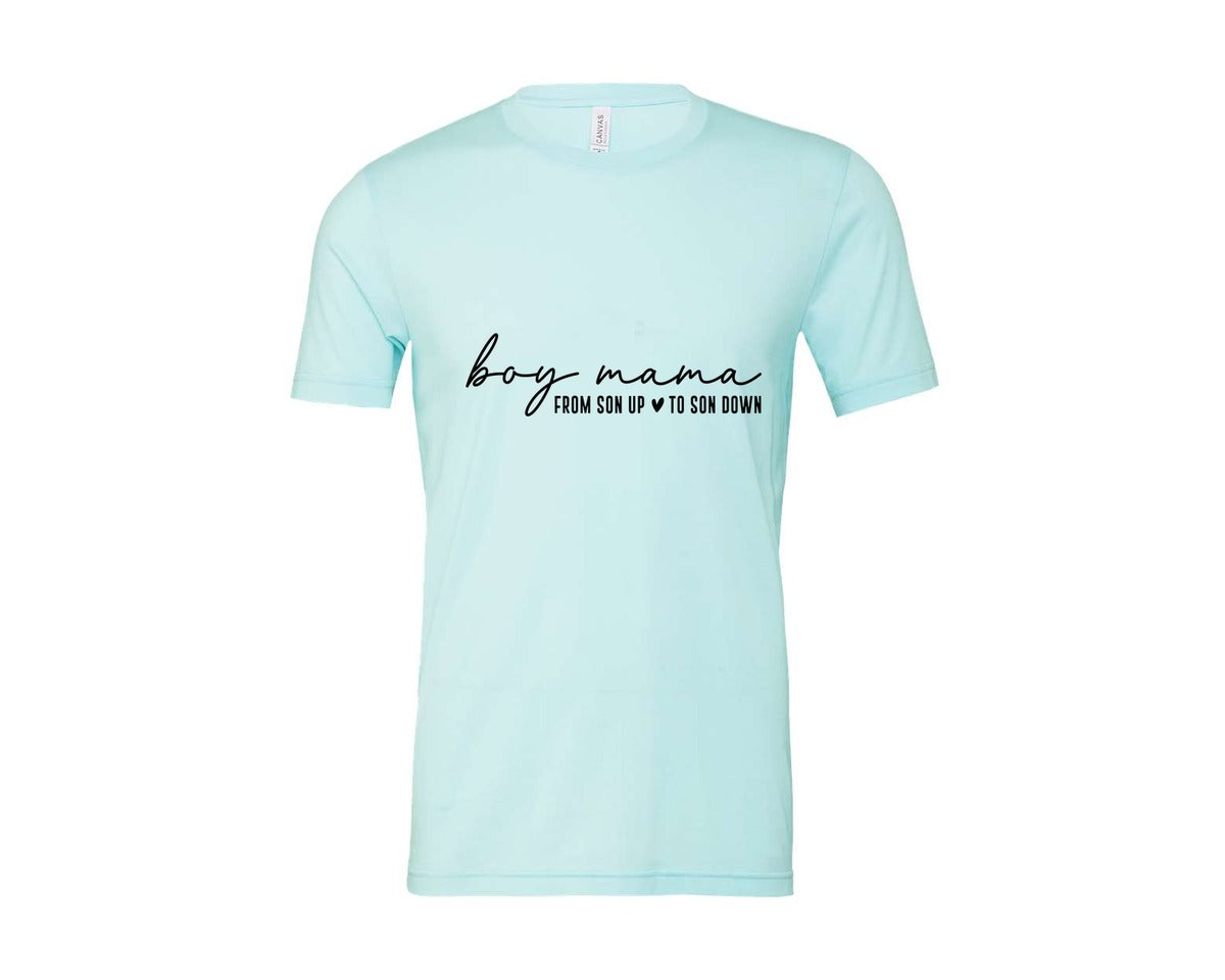 brand:Bella Canvas|color:Heather Ice Blue|Boy Mama From Son Up To Son Down 3 Graphic T-Shirt