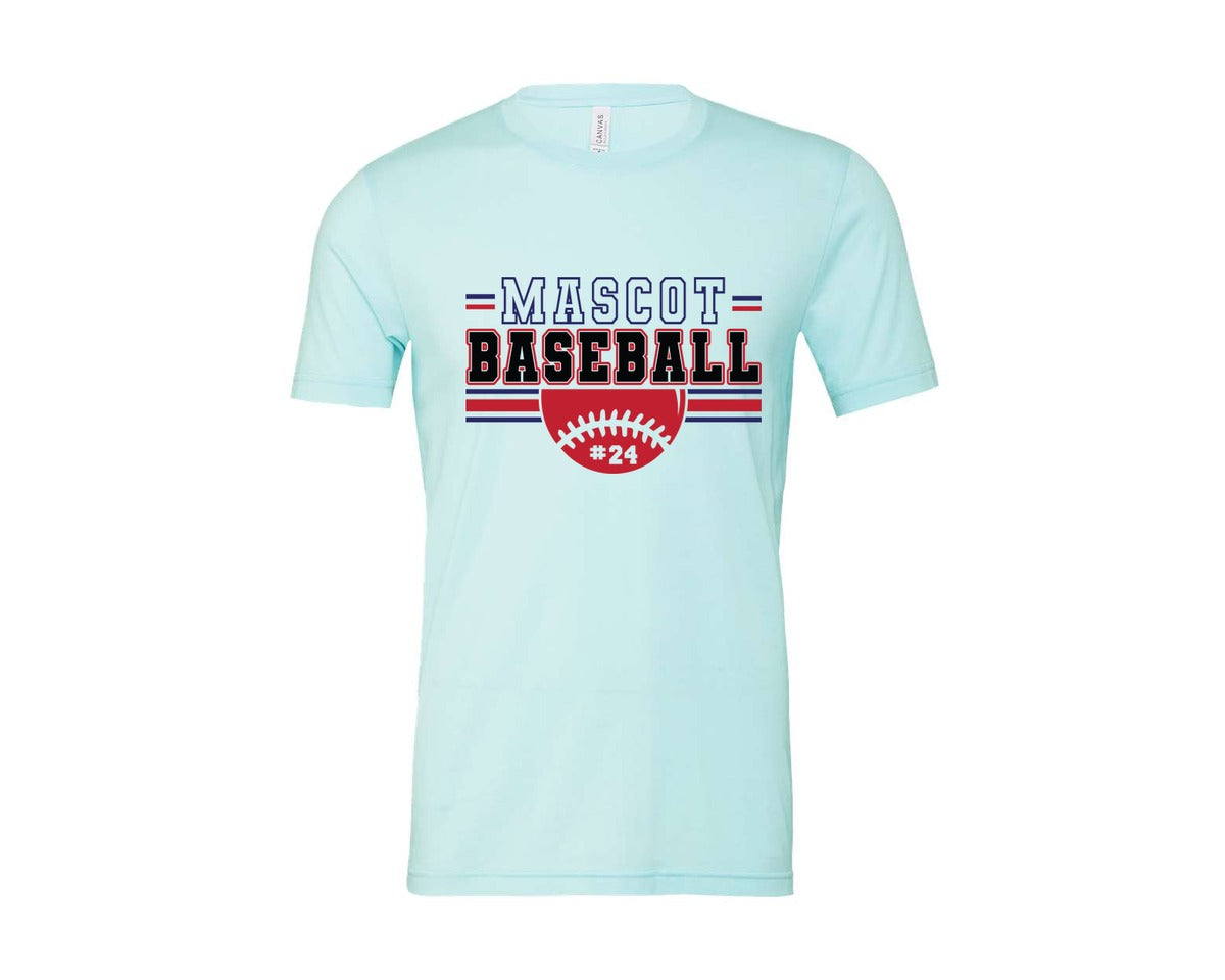 brand:Bella Canvas|color:Heather Ice Blue|Baseball Shirt Baseball Team Graphic T-Shirt