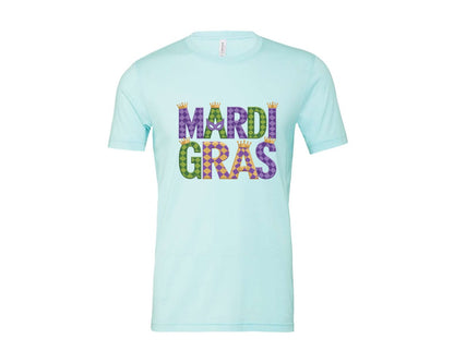 brand:Bella Canvas|color:Heather Ice Blue|Mardi Gras Festive Des Graphic T-Shirt