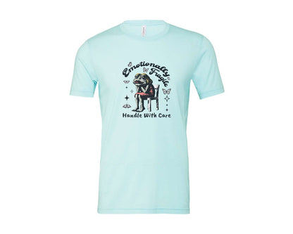 brand:Bella Canvas|color:Heather Ice Blue|Frog Woman With Tears Emotionally Shirt Graphic T-Shirt
