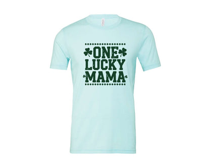 brand:Bella Canvas|color:Heather Ice Blue|One Lucky Mama Design 40 Graphic T-Shirt