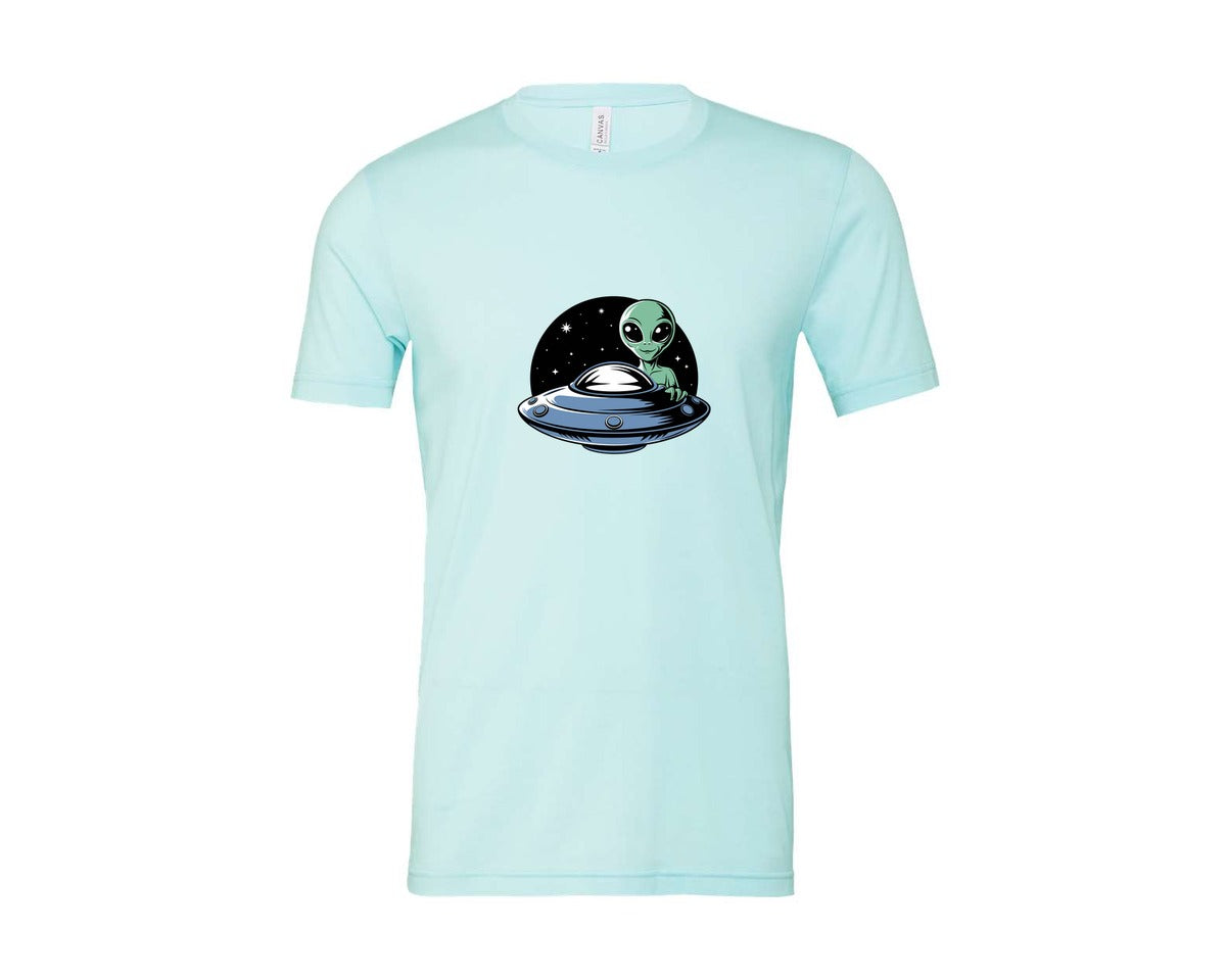 brand:Bella Canvas|color:Heather Ice Blue|Retro Vintage Ufo Alien T Shirt Design 4 Graphic T-Shirt