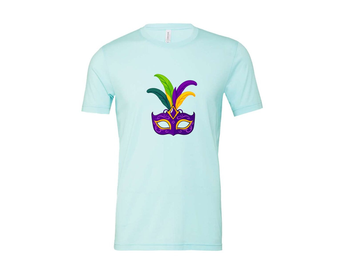 brand:Bella Canvas|color:Heather Ice Blue|Mardi Gras Mask T Shirt Design 4 Graphic T-Shirt