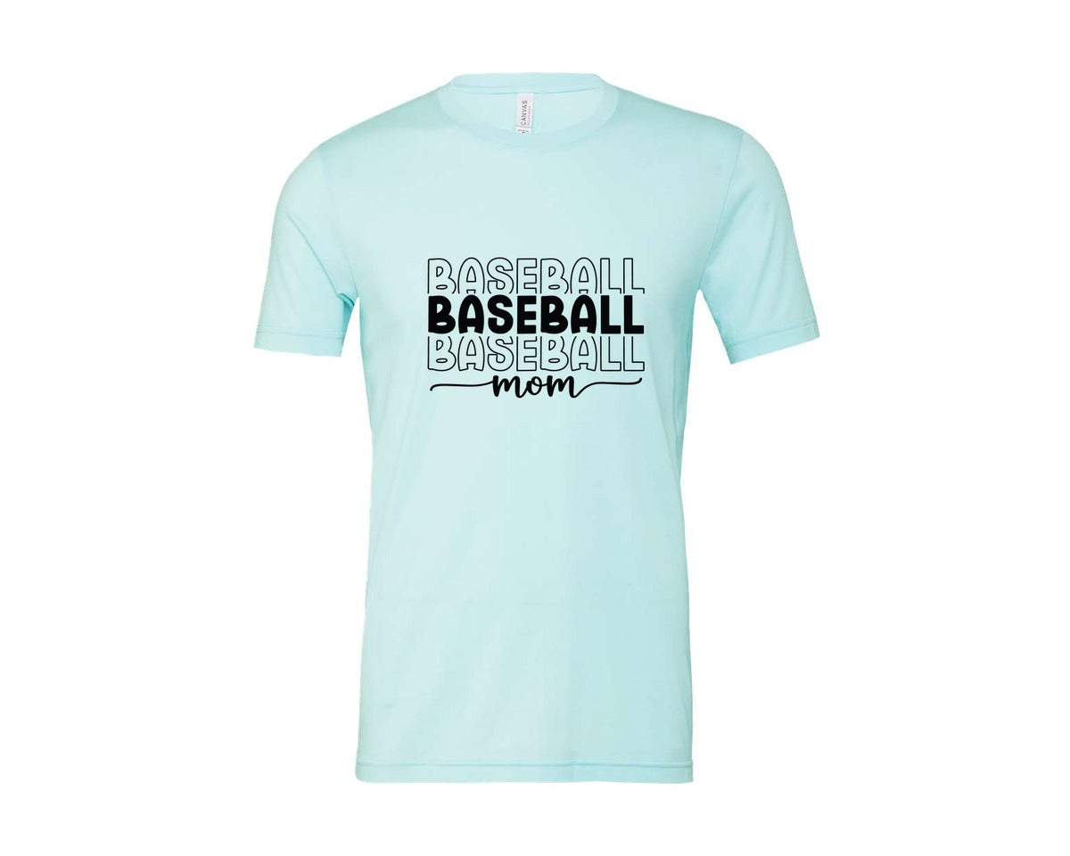 brand:Bella Canvas|color:Heather Ice Blue|Baseball Mom Baseball Mom 3 Graphic T-Shirt