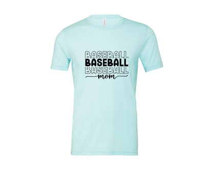 brand:Bella Canvas|color:Heather Ice Blue|Baseball Mom Baseball Mom 3 Graphic T-Shirt