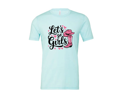 brand:Bella Canvas|color:Heather Ice Blue|Lets Go Girls Western Cowgirl Graphic T-Shirt