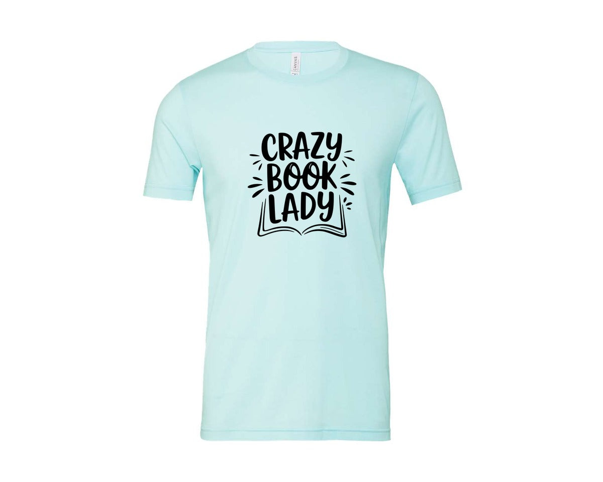 brand:Bella Canvas|color:Heather Ice Blue|Crazy Book Lady T Shirt Design 4 Graphic T-Shirt