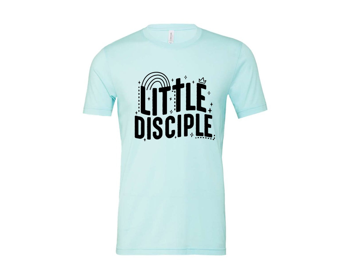brand:Bella Canvas|color:Heather Ice Blue|Retro Little Disciple Tshirt Kids Graphic T-Shirt