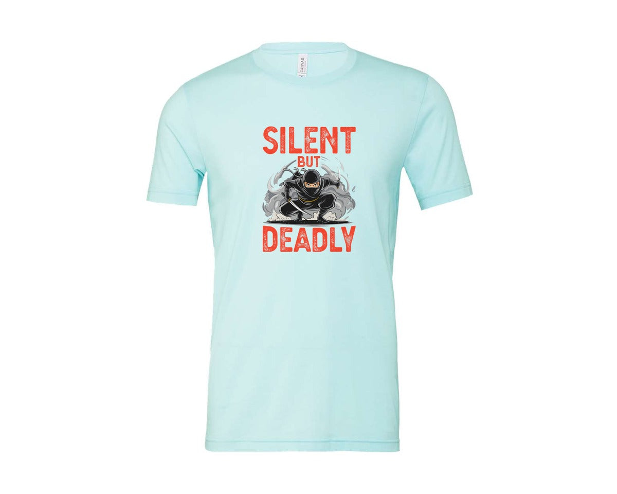 brand:Bella Canvas|color:Heather Ice Blue|Silent But Deadly T Shirt Graphic T-Shirt