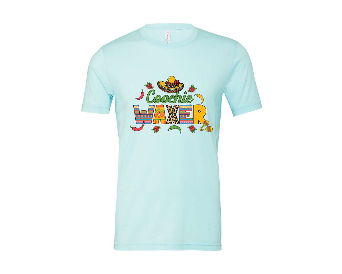 brand:Bella Canvas|color:Heather Ice Blue|Cinco De Mayo Coochie Waxer Mexico Graphic T-Shirt