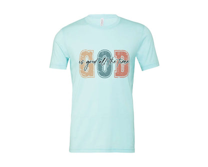 brand:Bella Canvas|color:Heather Ice Blue|Christian God Is Good All The Time 8 Graphic T-Shirt