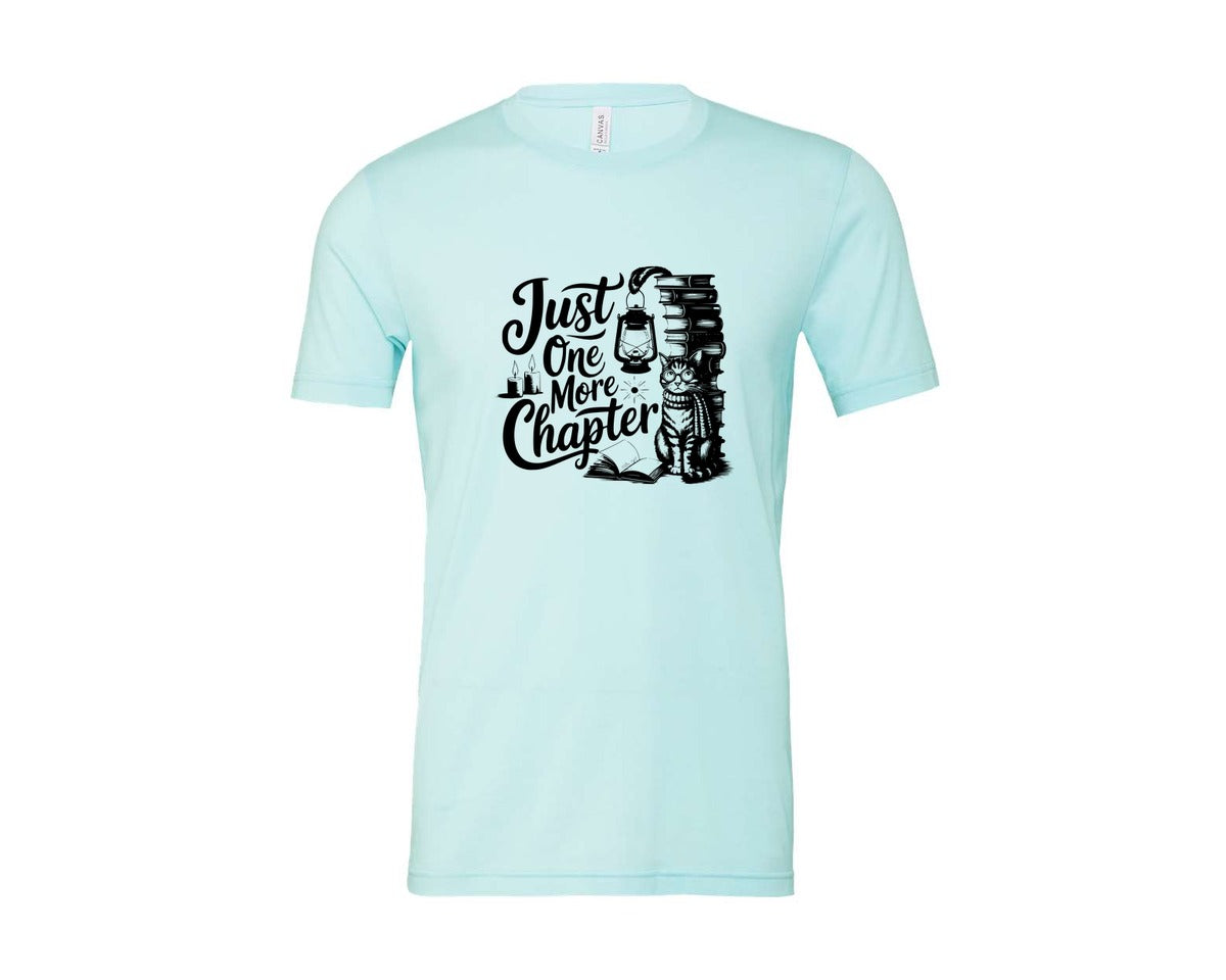 brand:Bella Canvas|color:Heather Ice Blue|Just One More Chapter T Shirt Design Graphic T-Shirt