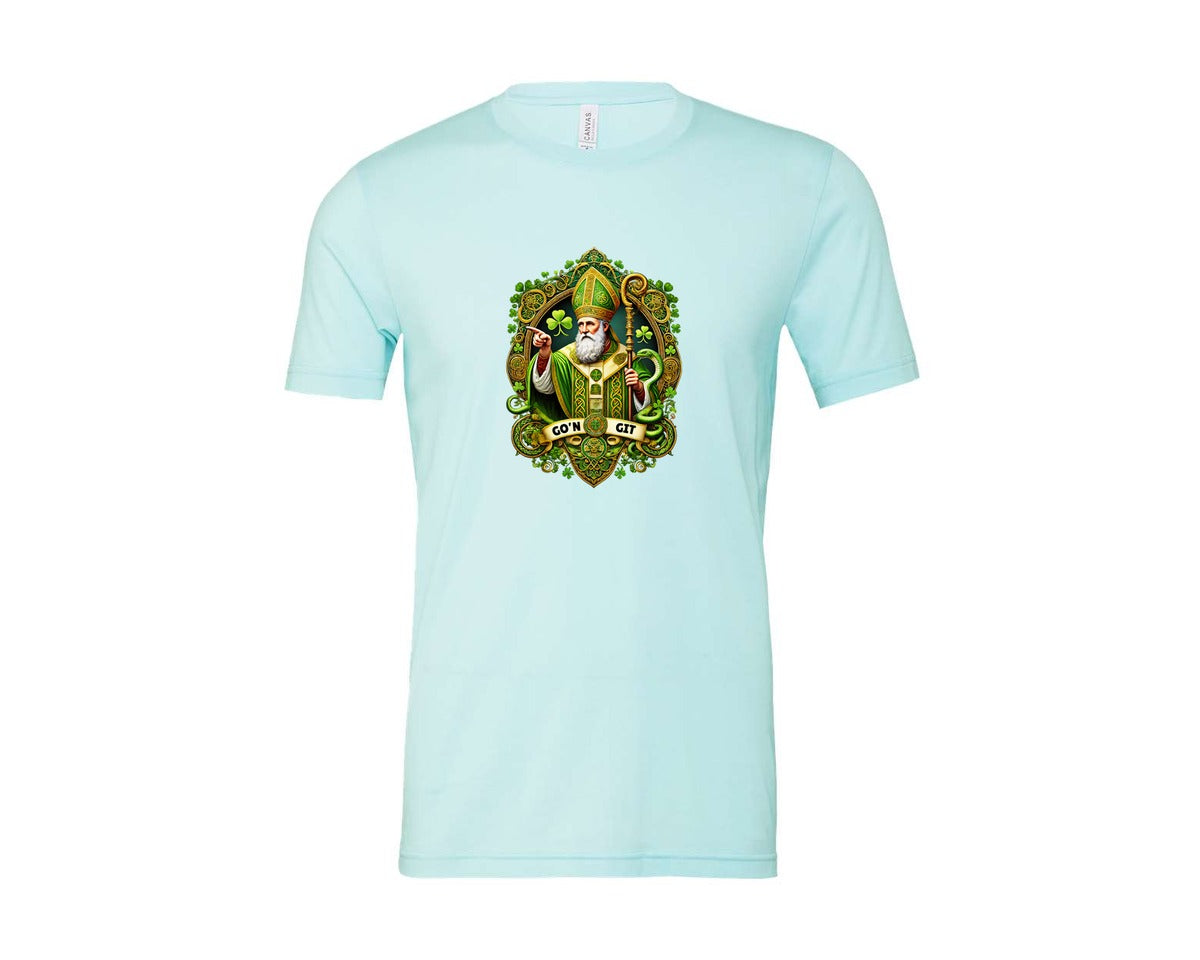 brand:Bella Canvas|color:Heather Ice Blue|St Patricks Day Saint Patrick Graphic T-Shirt