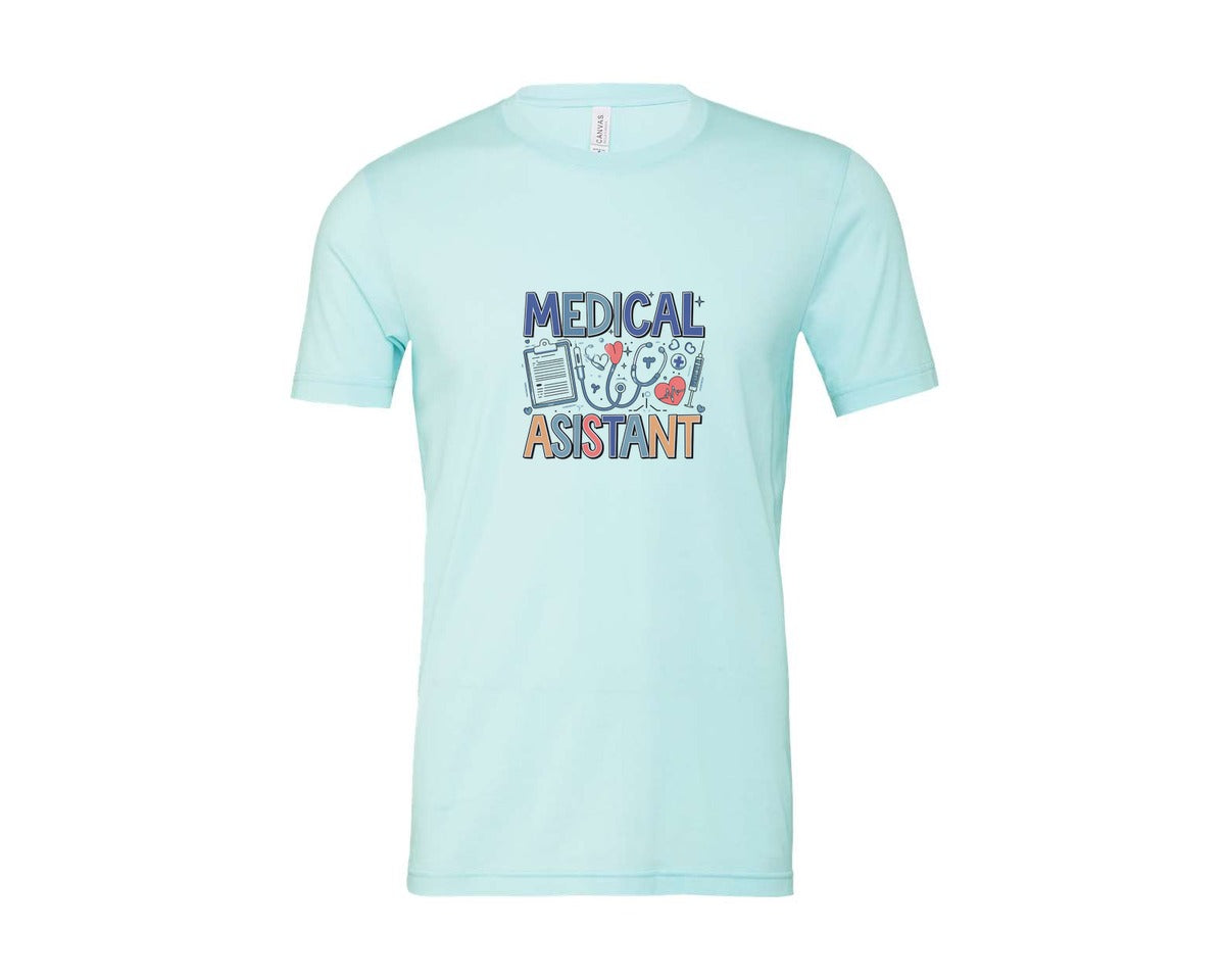 brand:Bella Canvas|color:Heather Ice Blue|Medical Assistant 7 Graphic T-Shirt
