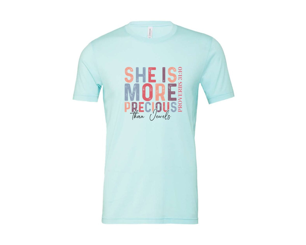 brand:Bella Canvas|color:Heather Ice Blue|Christian Quotes Mom Bible Verse Graphic T-Shirt
